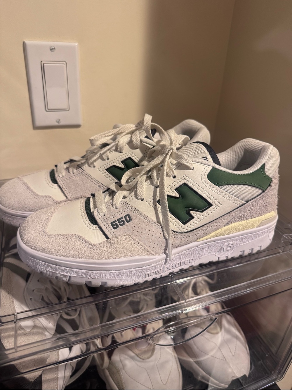 New Balance 550 Low-Top Sneakers in White and Green 9.5 Taylor Swift